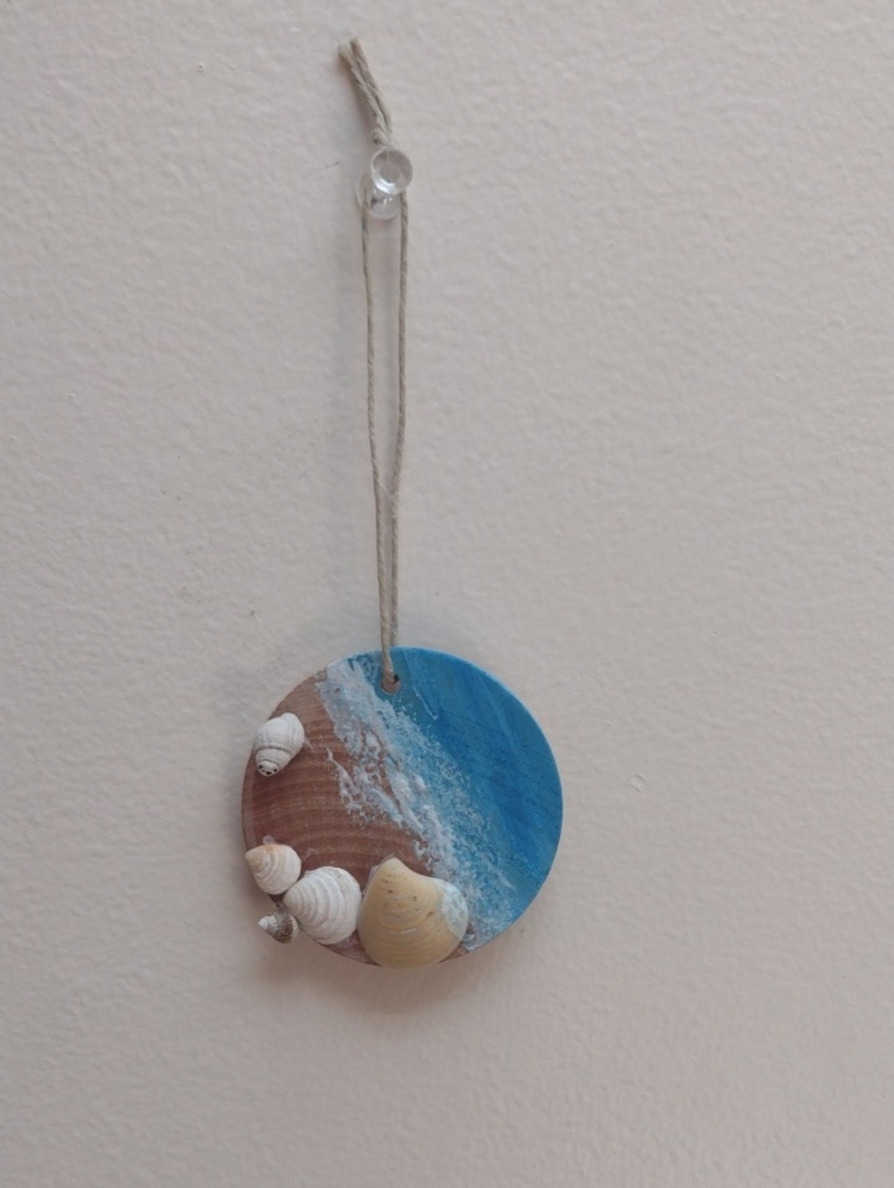 Coastal Shell Hanging Ornament - Blue and Tan